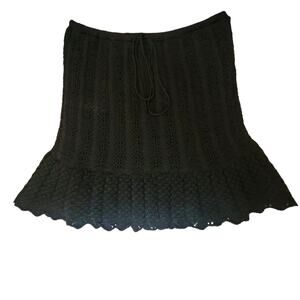ZARA Black Crochet Ruffle Bottom Skirt Women's M